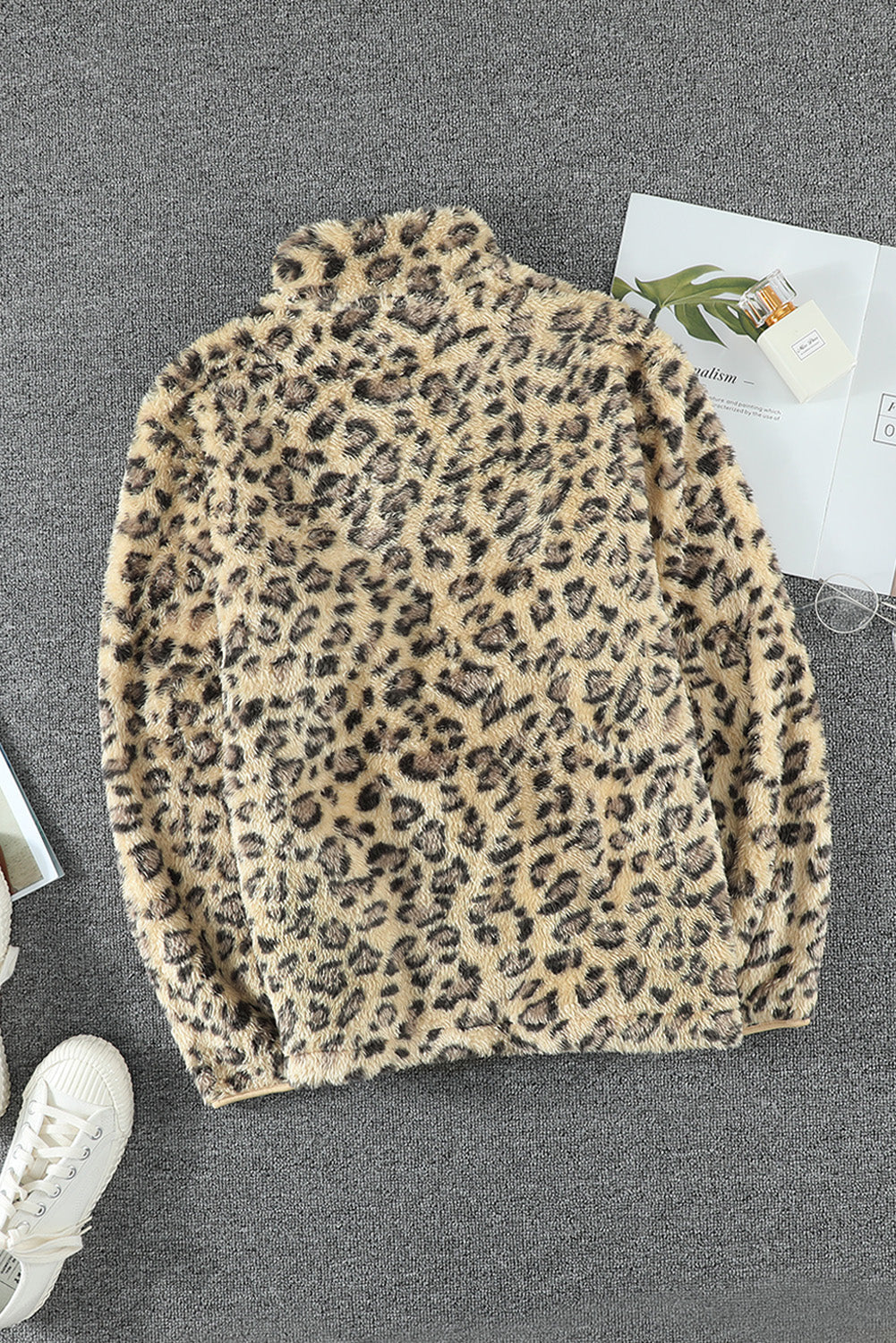 Sweatshirt for Women Leopard-Print Fleece