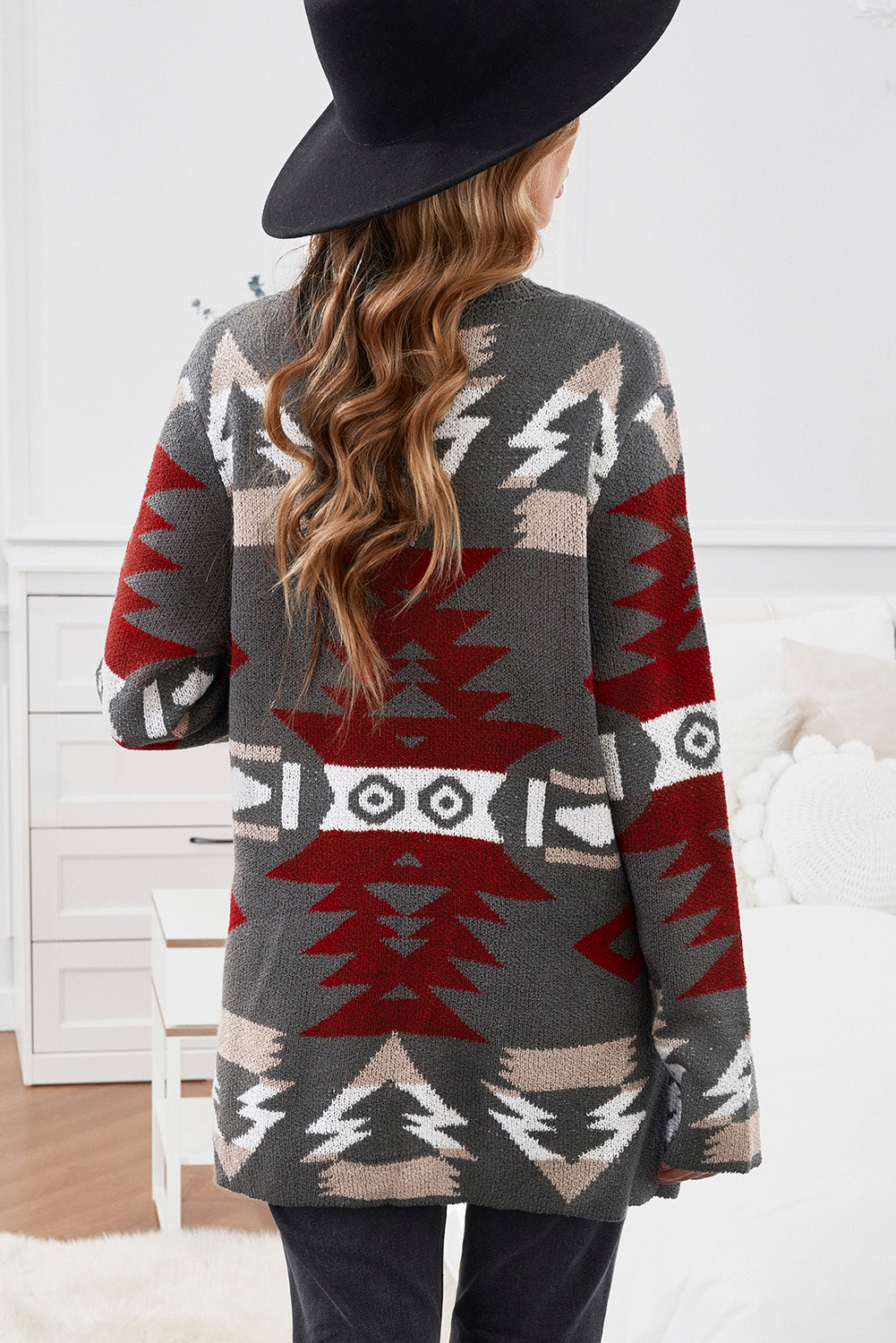 Women's Cardigan with Gray Moraga Aztec