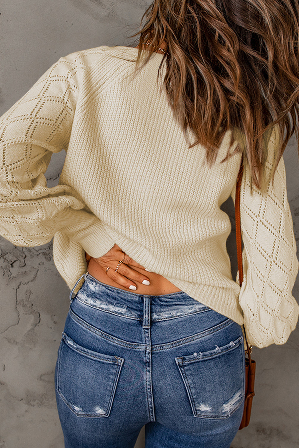 Women's Sweater Featuring Apricot Button V Neck