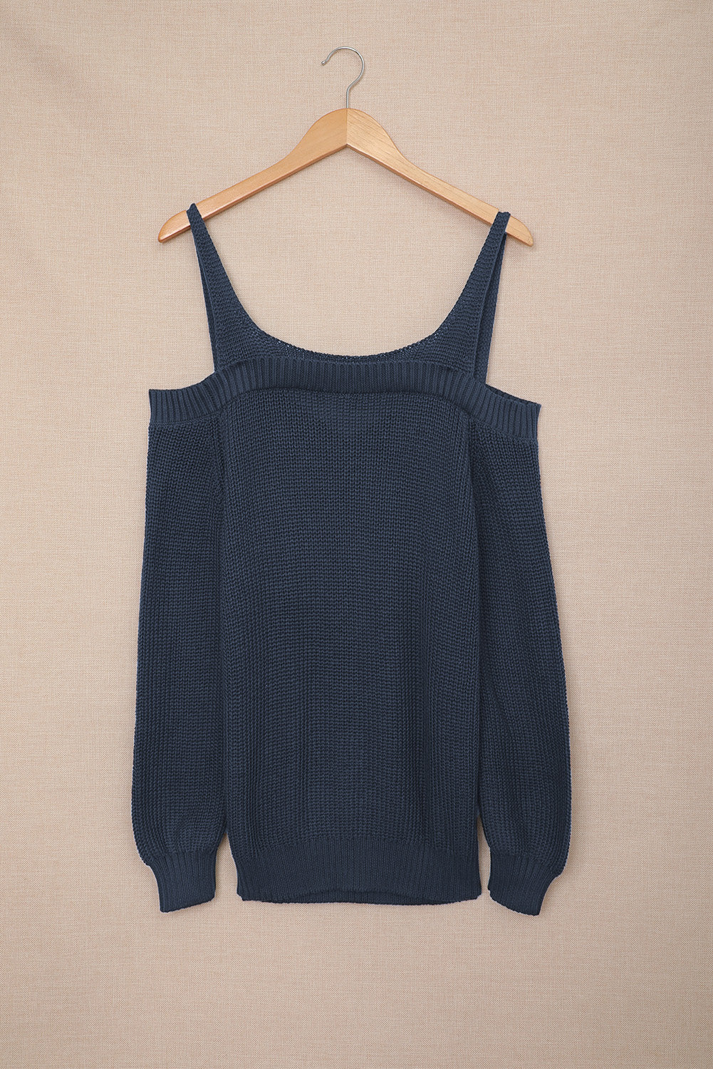 Women's Sweater Featuring Fashion Dark Blue Dew Shoulder Juliette Knitted