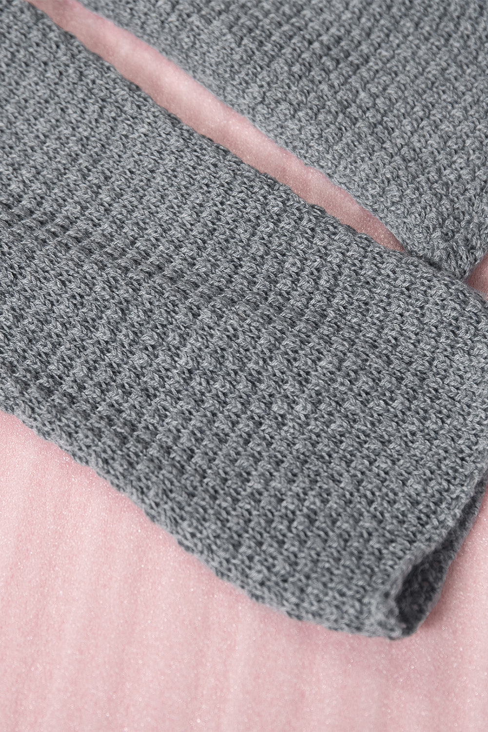 Women's Sweater with Women's Gray Henley Pullover Dropped-Shoulder Slits