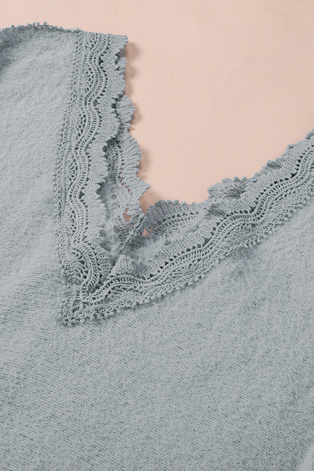 Sweater for Women Gray Lace-Trimmed Splicing