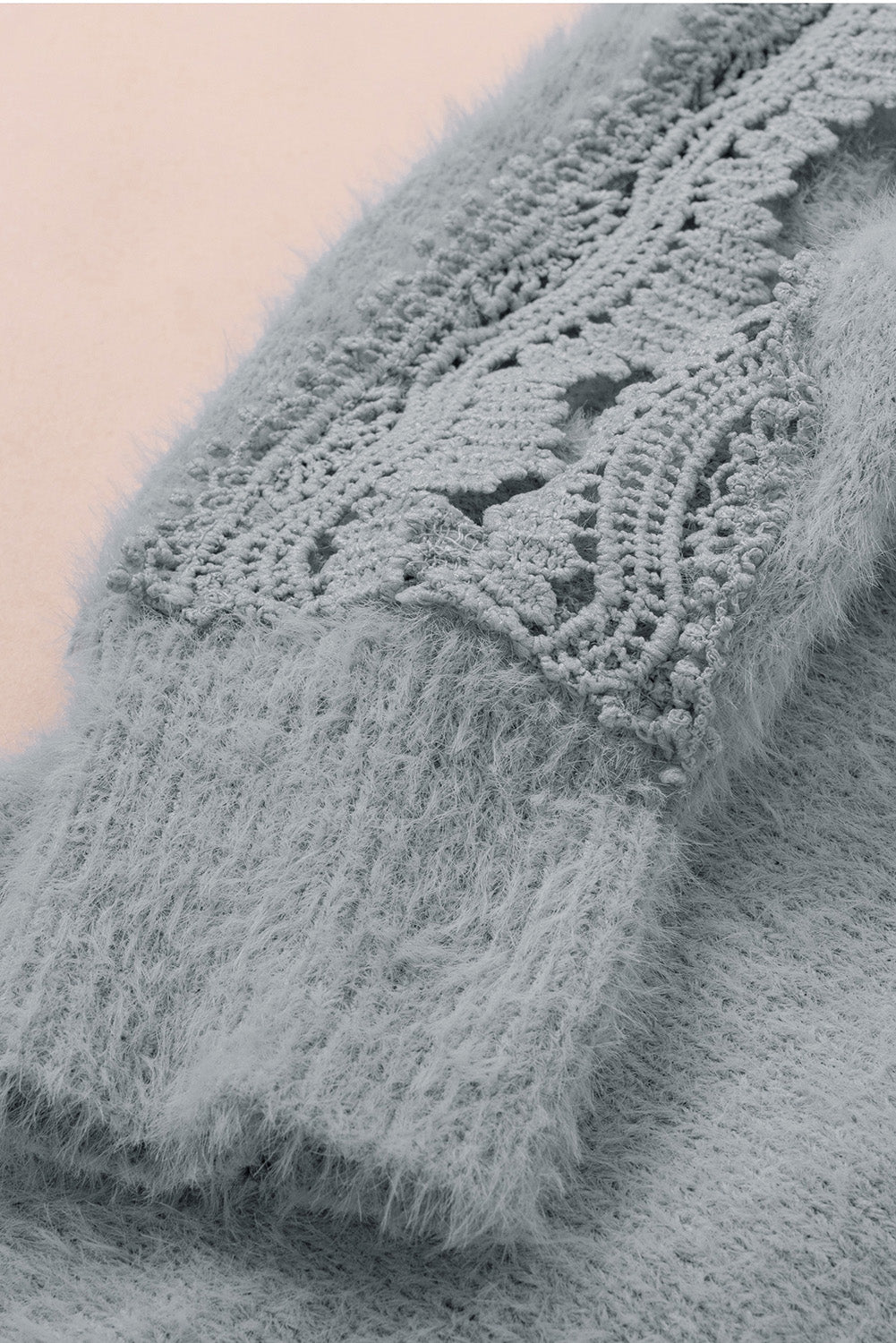 Sweater for Women Gray Lace-Trimmed Splicing