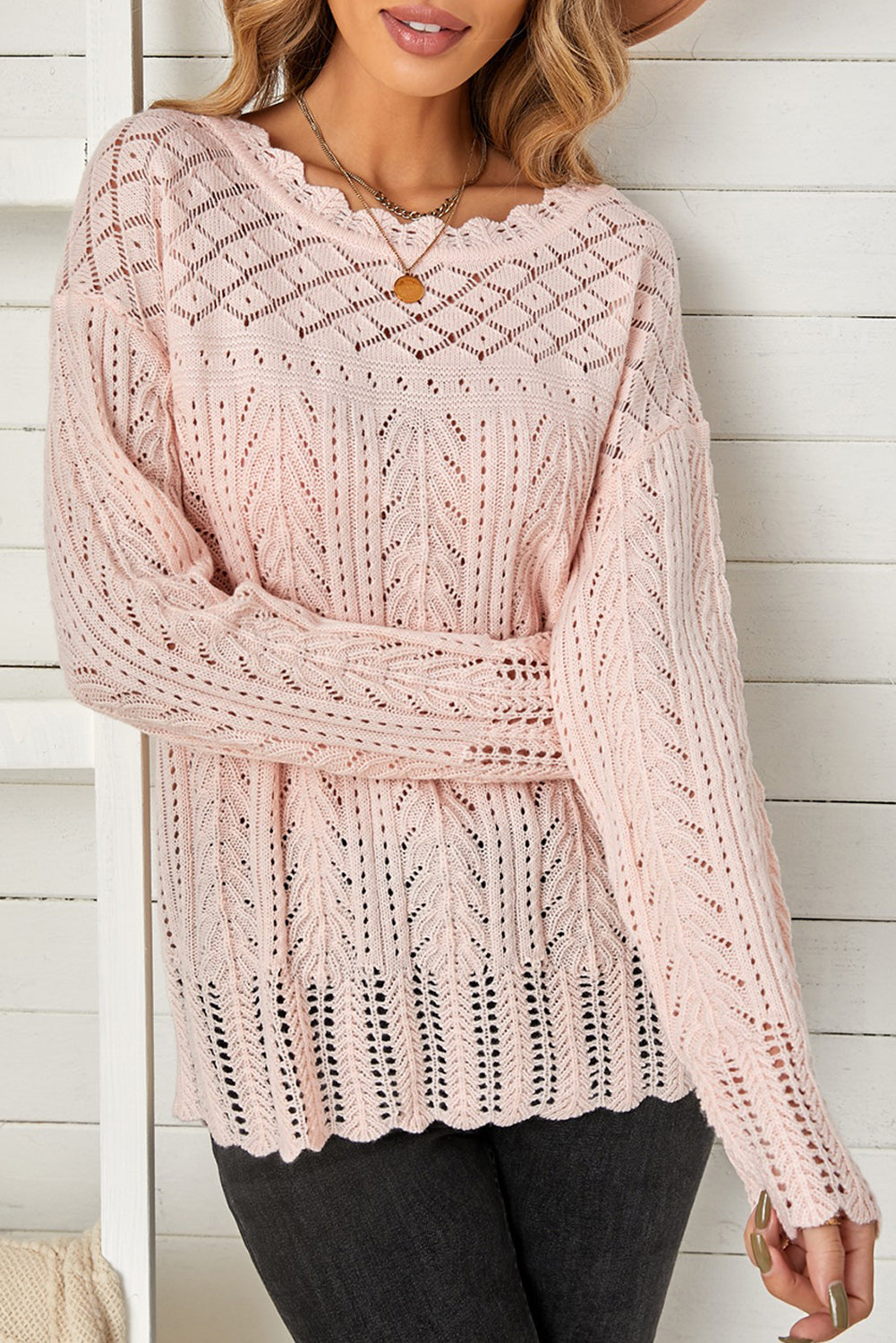Knit Sweater for Women Cute Pink