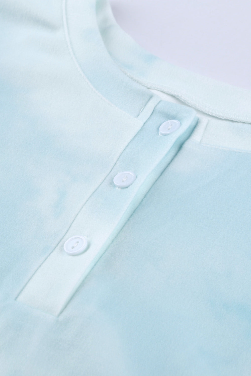 Set for Women Long-Sleeve and Short Pajamas Sky Blue Tie Dye Knitted