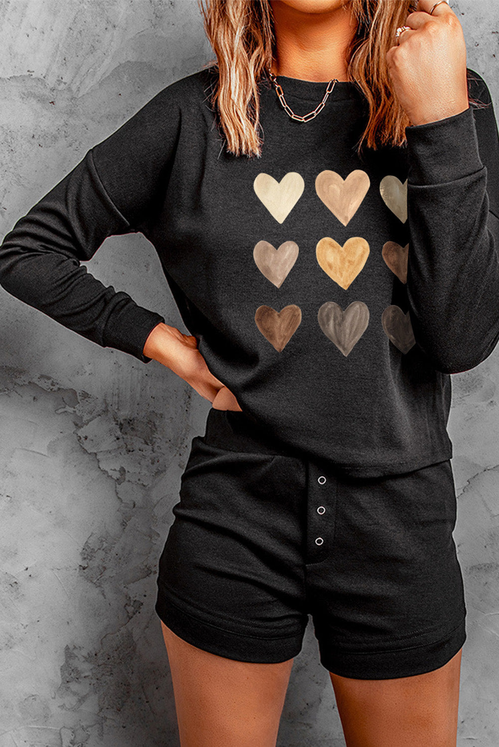 Loungewear for Women Heart Print Shorts