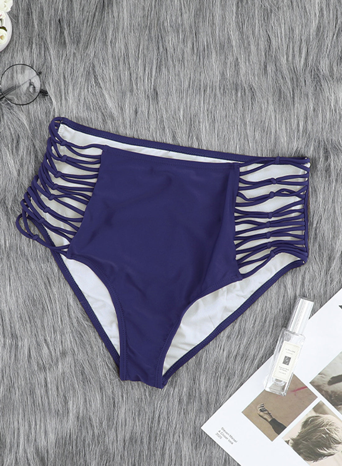 Women's Hollow-out Sides High-Rise Swim Women's Blue Bottoms