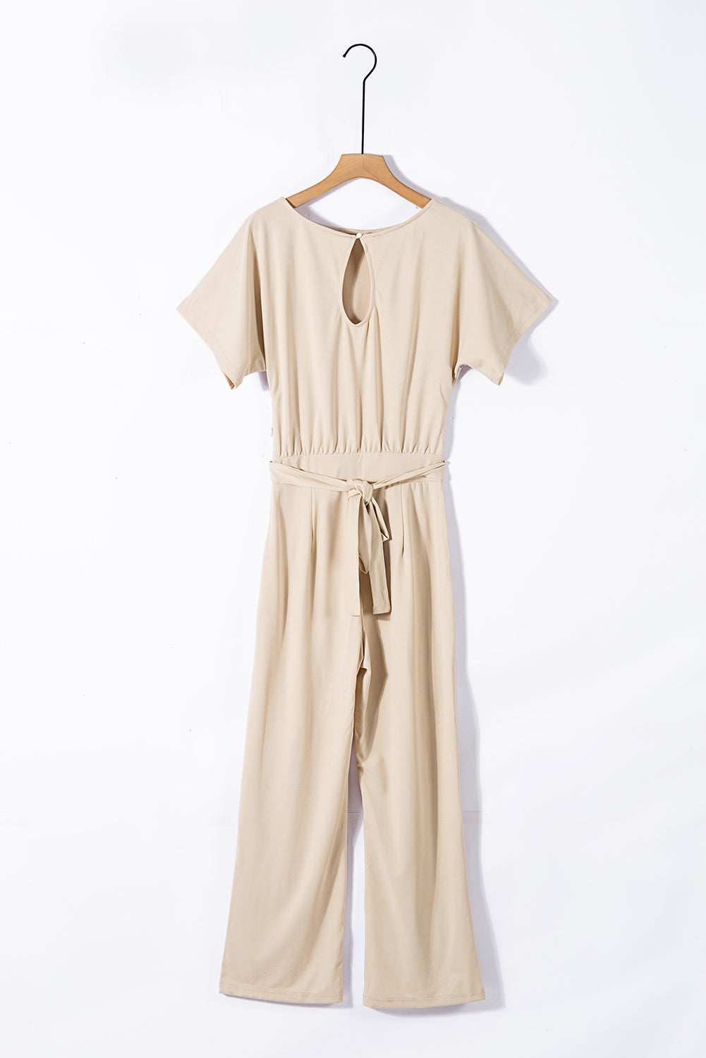 Leg Jumpsuit for Women Apricot Oh So Glam Belted Wide