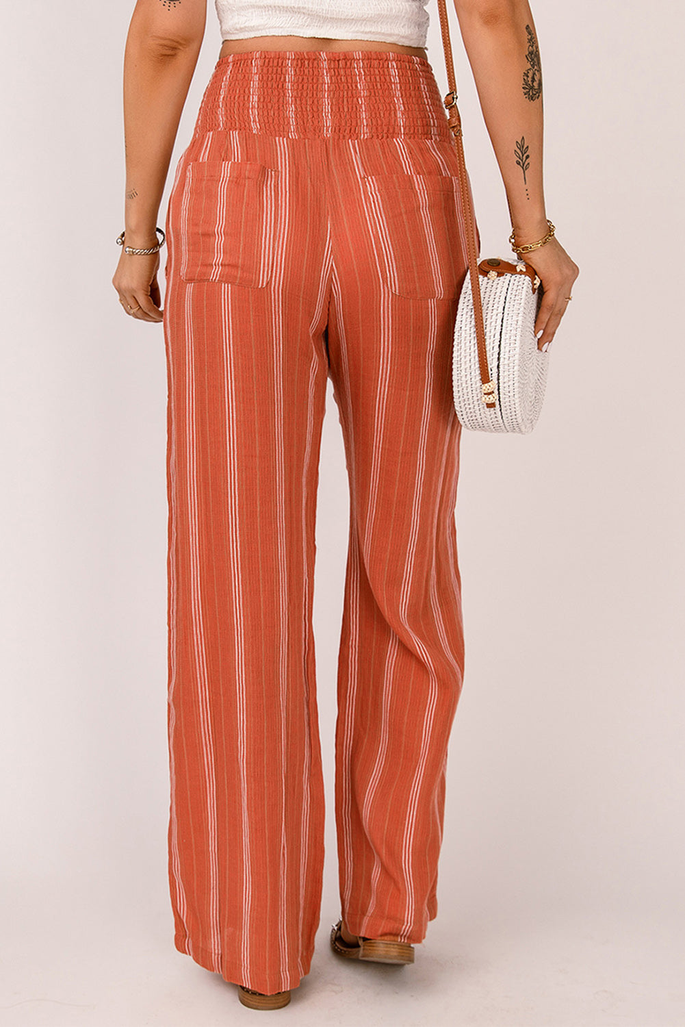 Women's Leg Pants with Orange High-Rise Straight