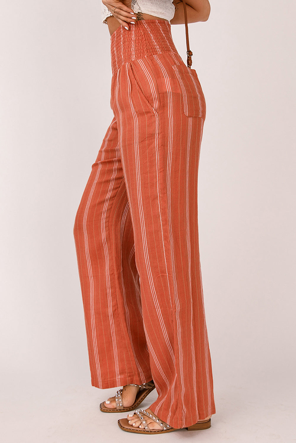 Women's Leg Pants with Orange High-Rise Straight