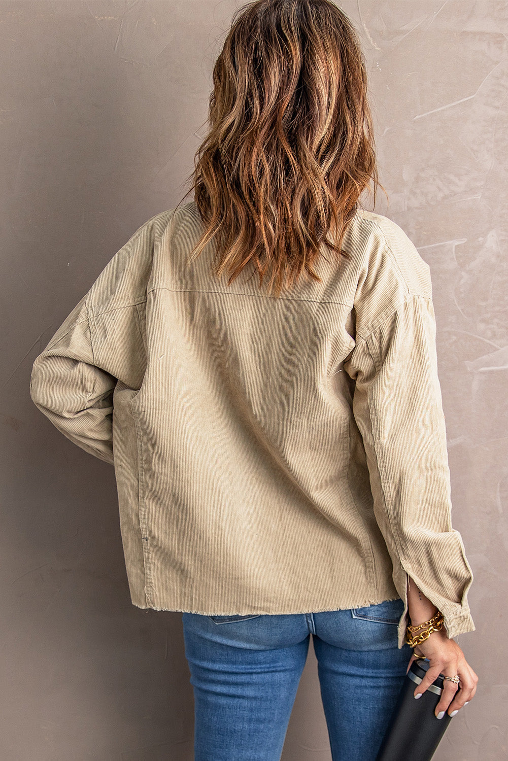 Women's Jacket with Cord Khaki Pocket