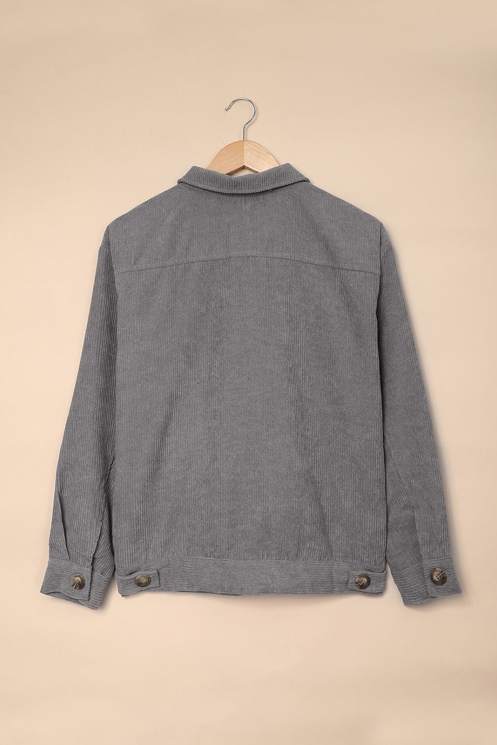 Women's Gray Rib-Knitted Cord Jacket