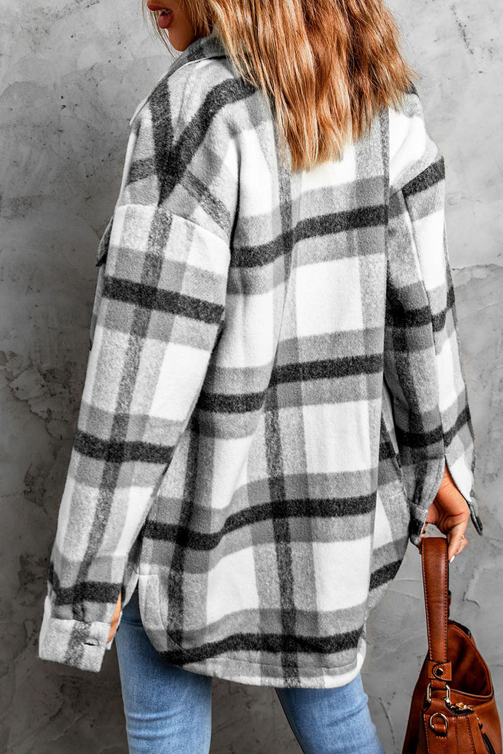 Shacket for Women Black Plaid Print