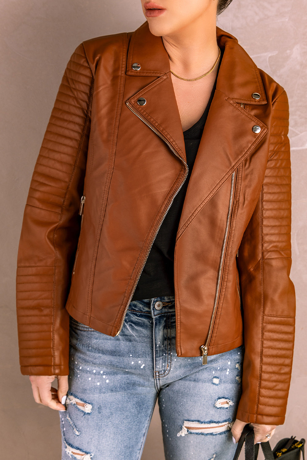 Jacket for Women Faux Leather Motorcycle