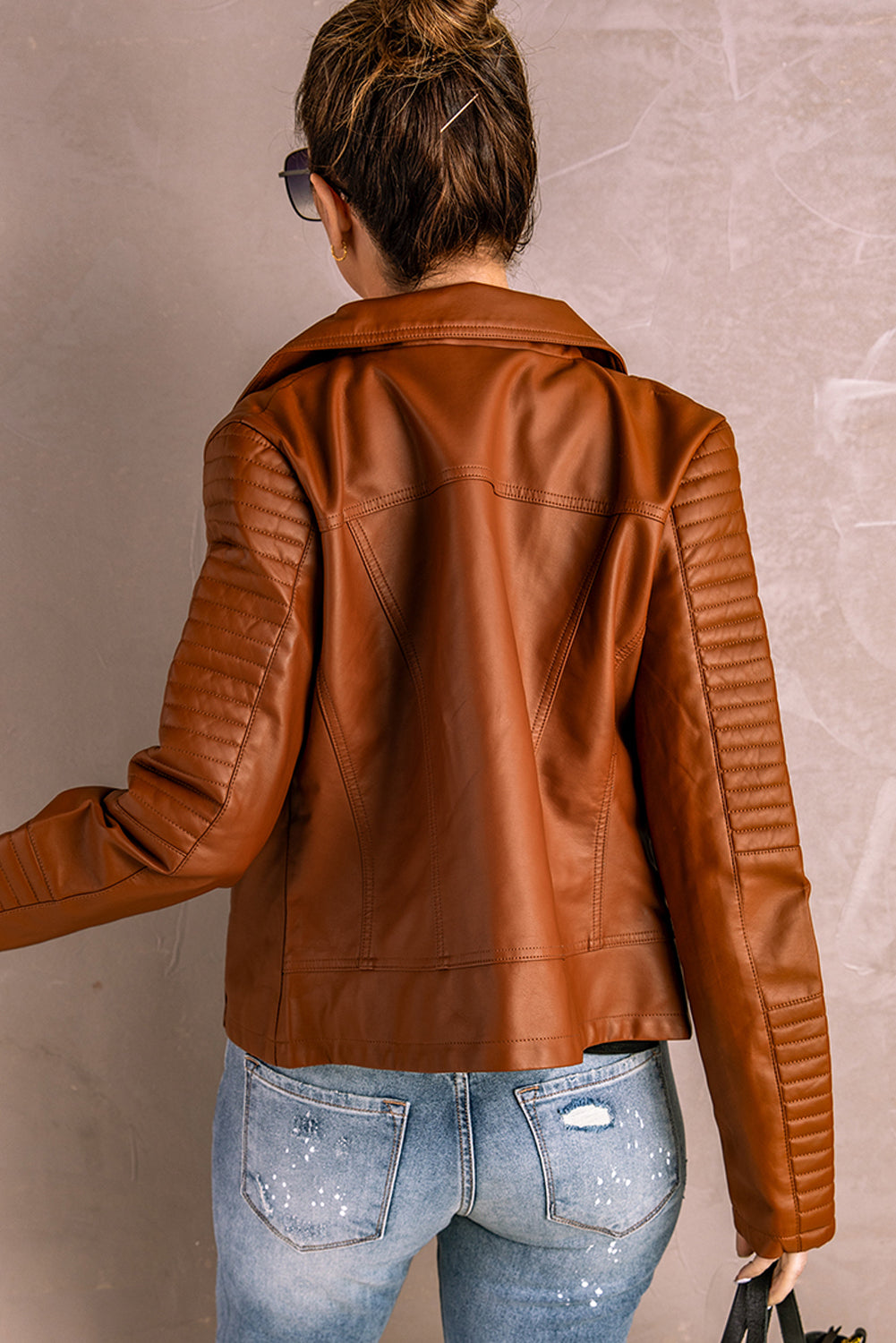 Jacket for Women Faux Leather Motorcycle