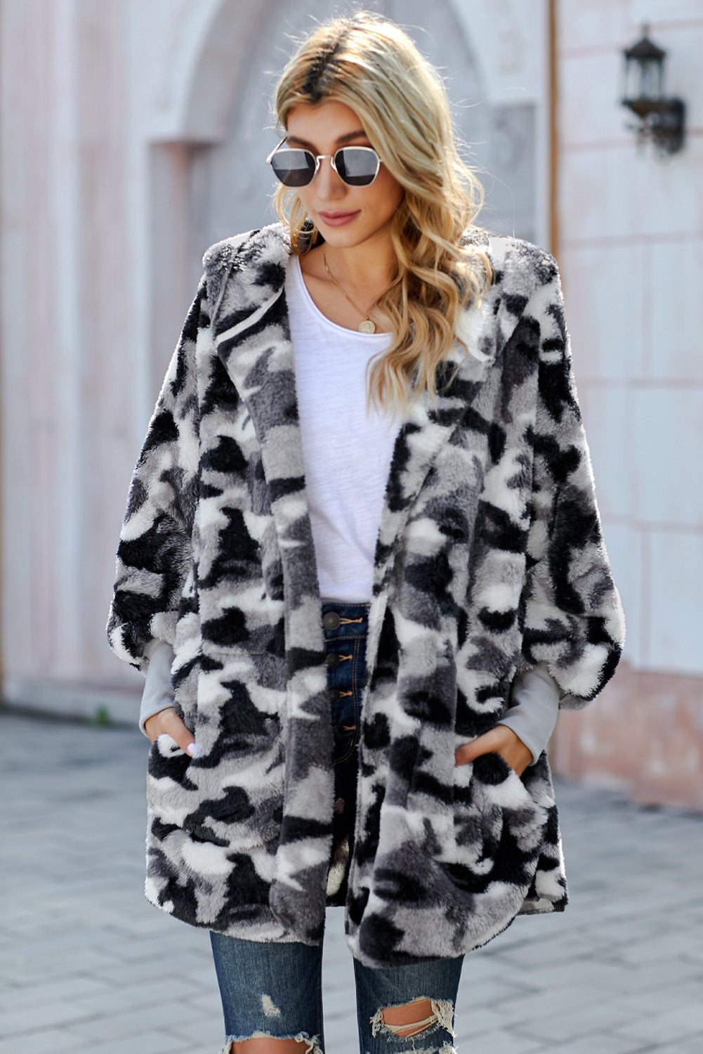 Women's Camo Fleece Hooded Coat
