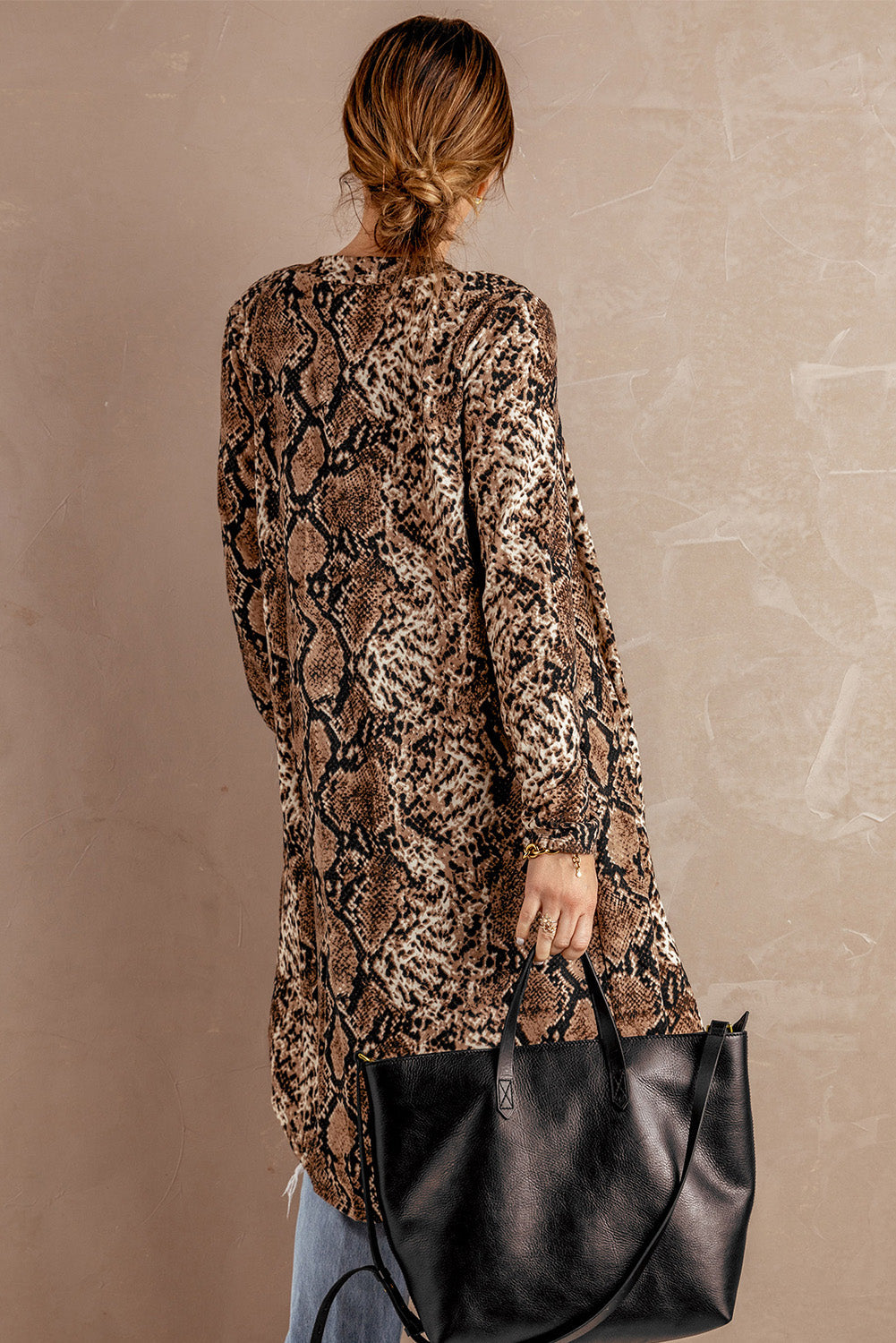 Women's Long Cardigan Featuring Fashion Snake Print