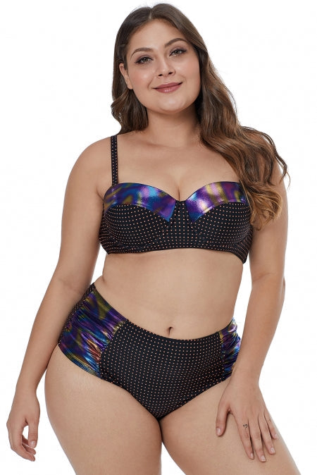 Women's Swimwear Featuring Moulded Cups Dotted Plus Size Bikini