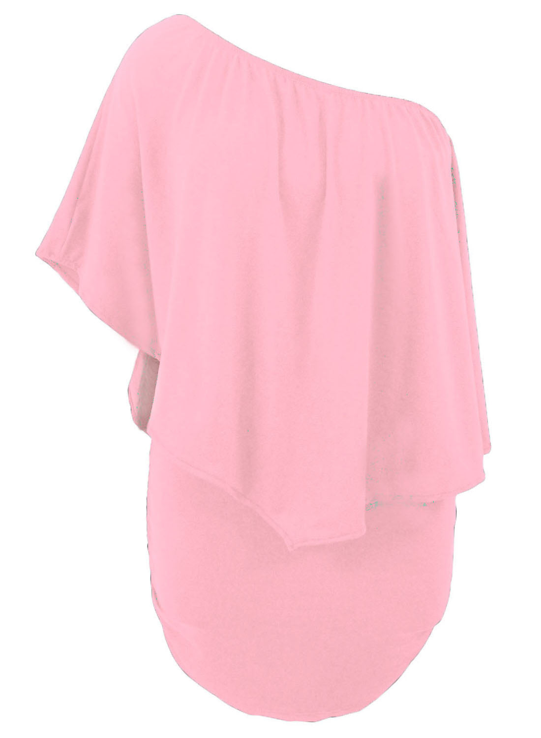 Women's Mini Dress with Flounced Pink Multiple Dressing