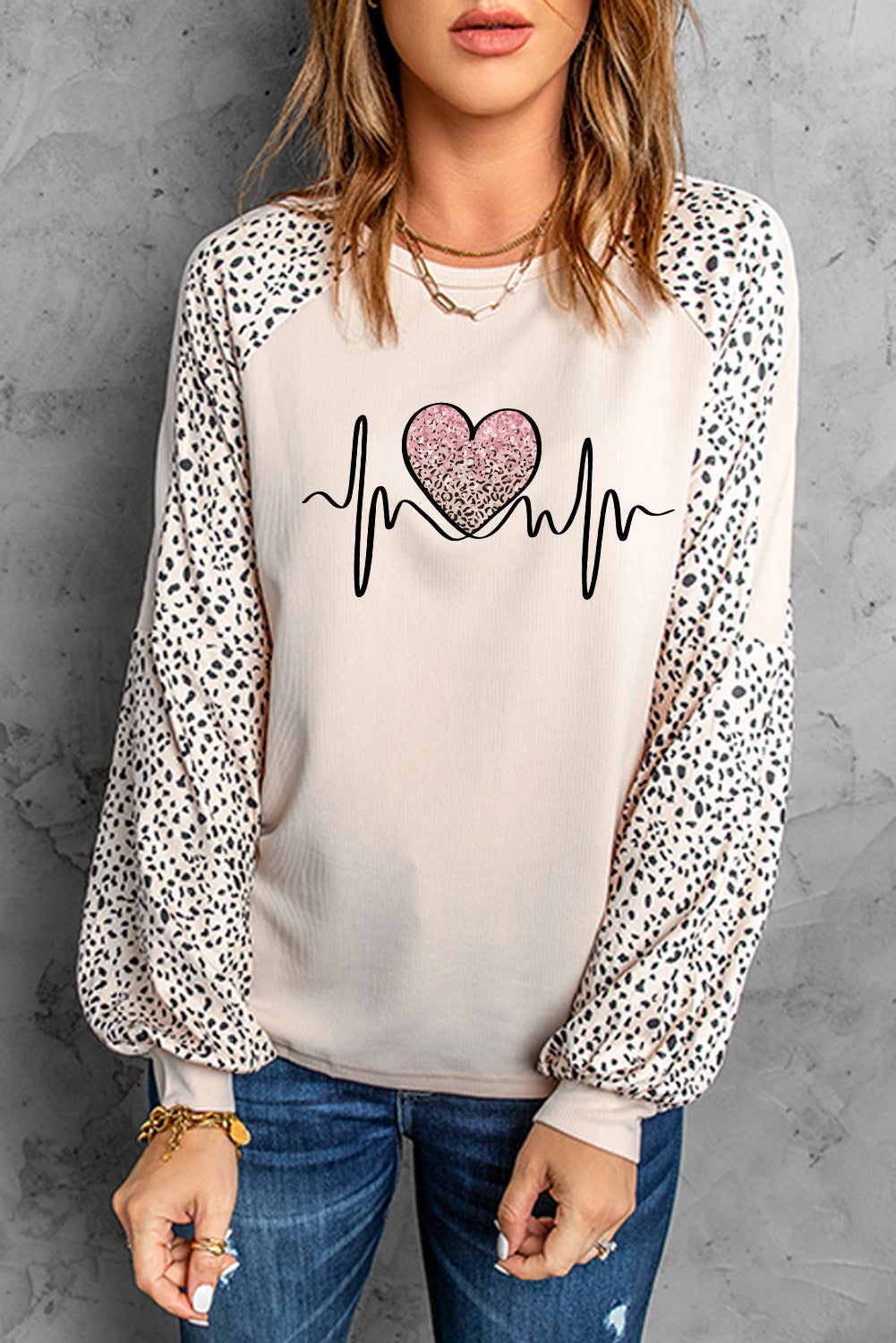 Top for Women Pullover Peaceful Love Leopard-Print