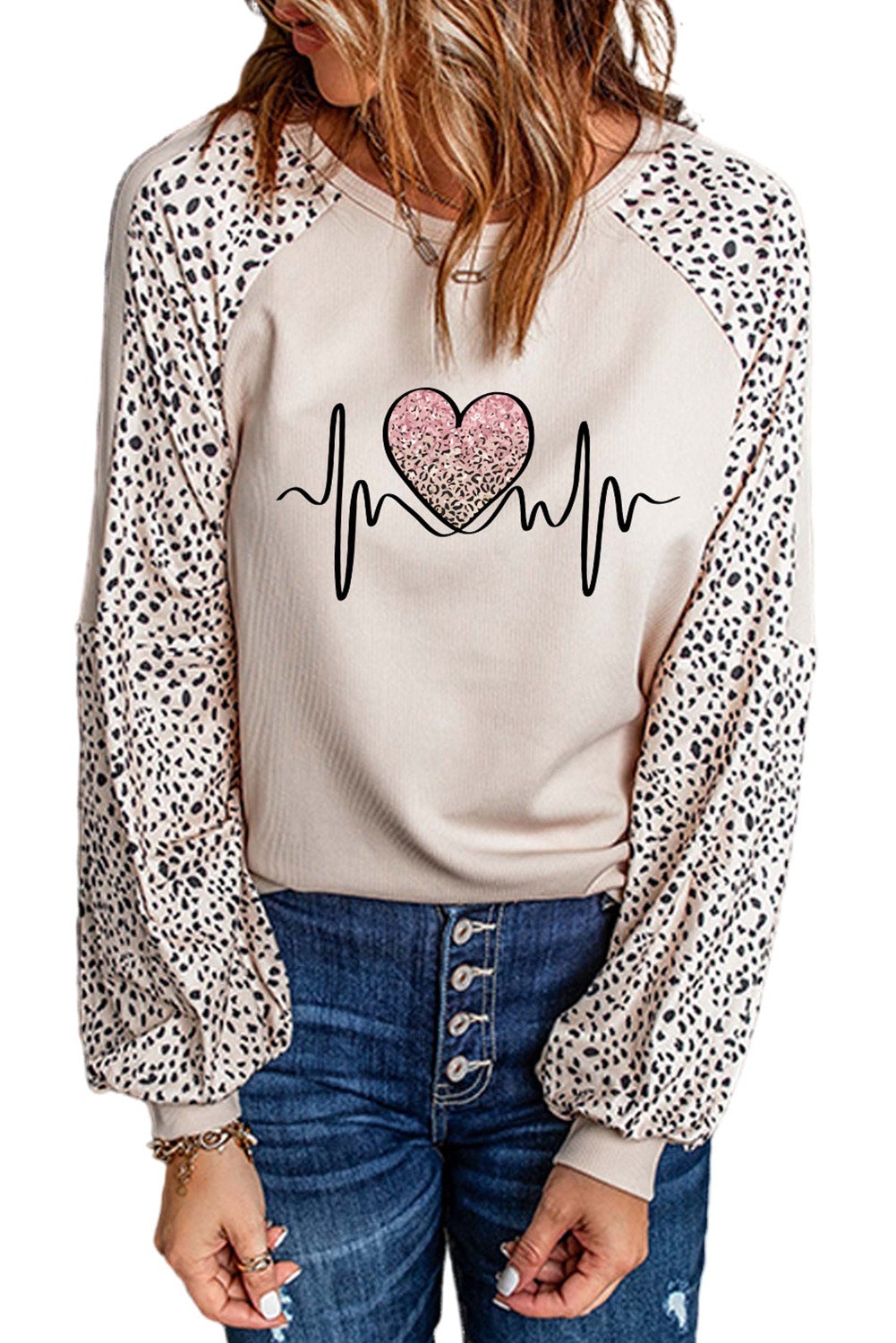 Top for Women Pullover Peaceful Love Leopard-Print