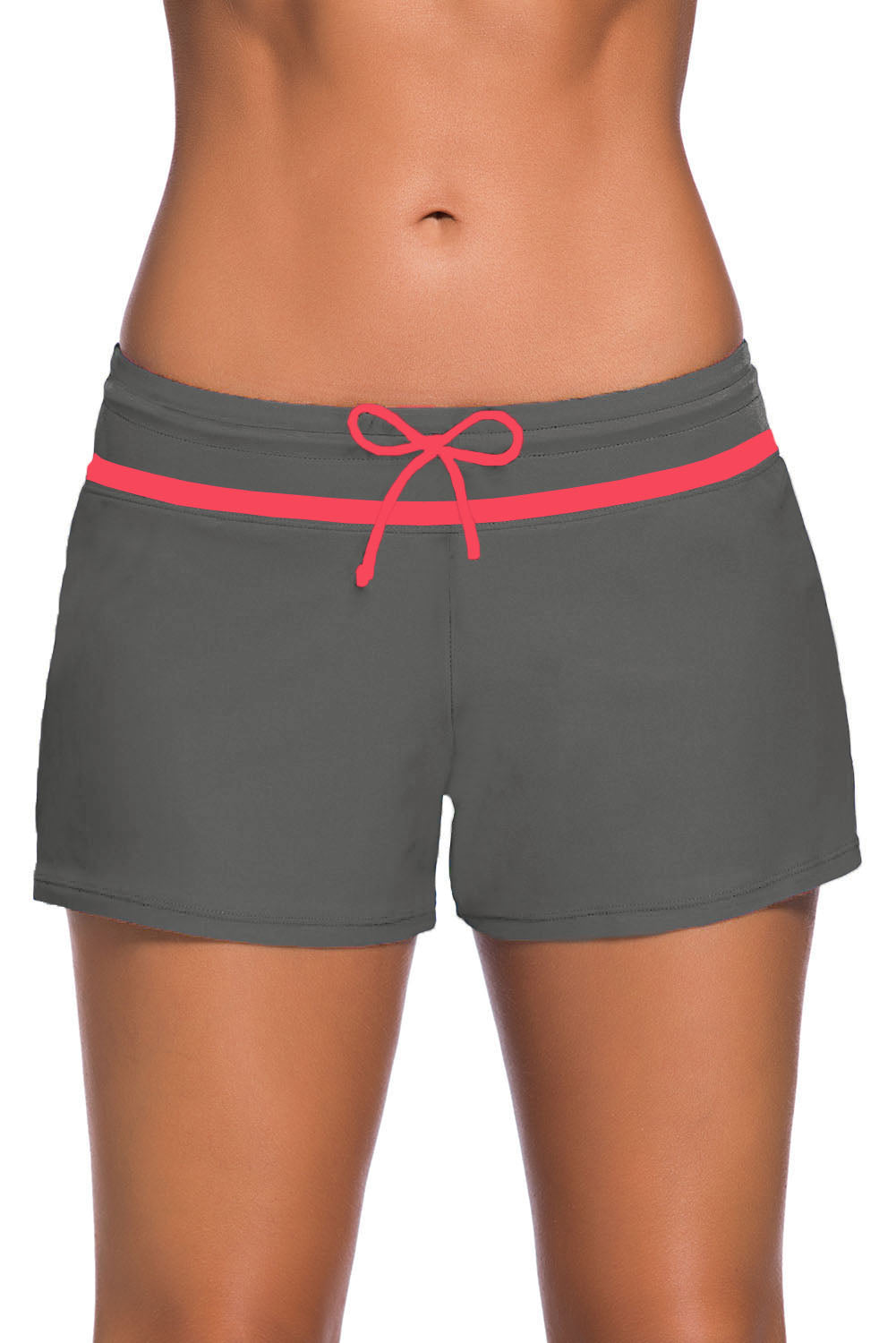 Women's Boardshort Featuring Red Trim Taupe Women Swim