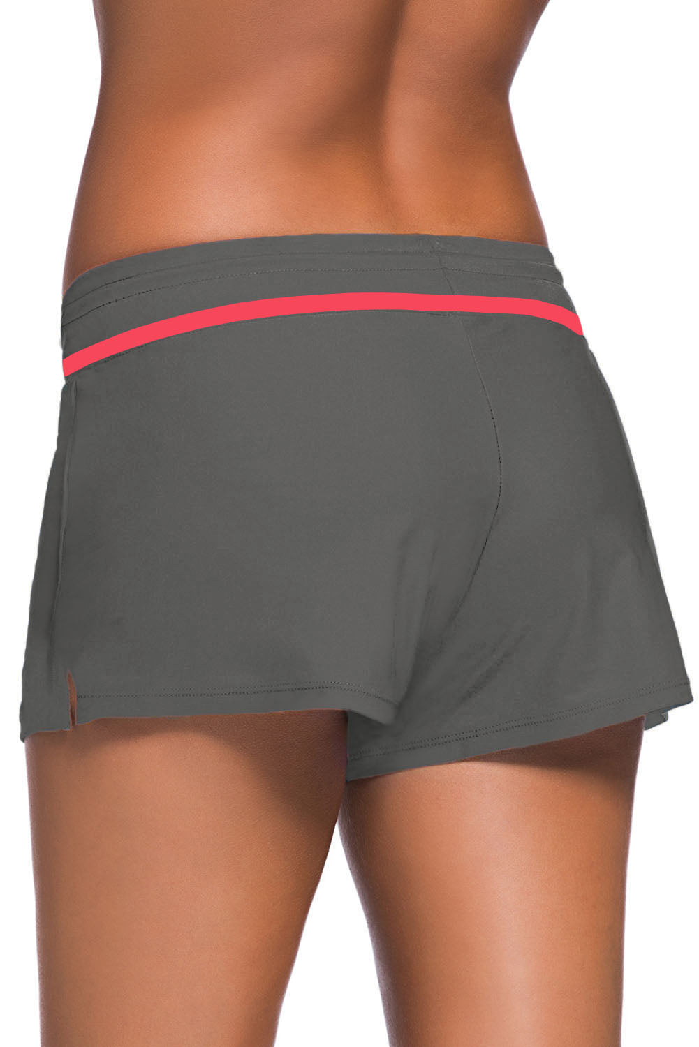 Women's Boardshort Featuring Red Trim Taupe Women Swim