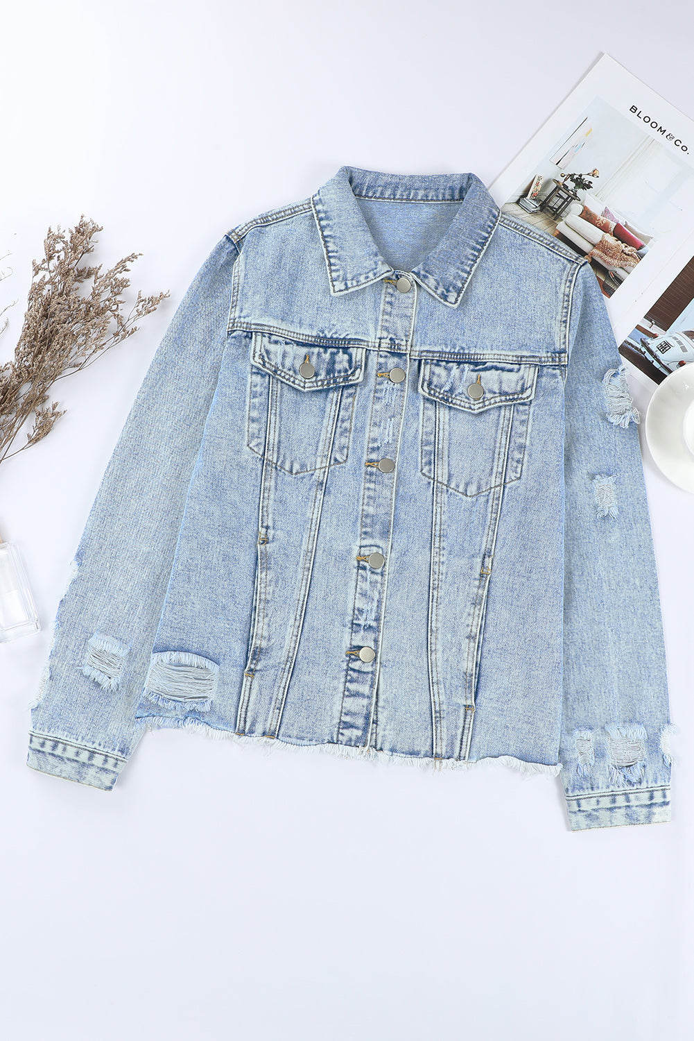 Women's Denim Jacket with Sky Blue