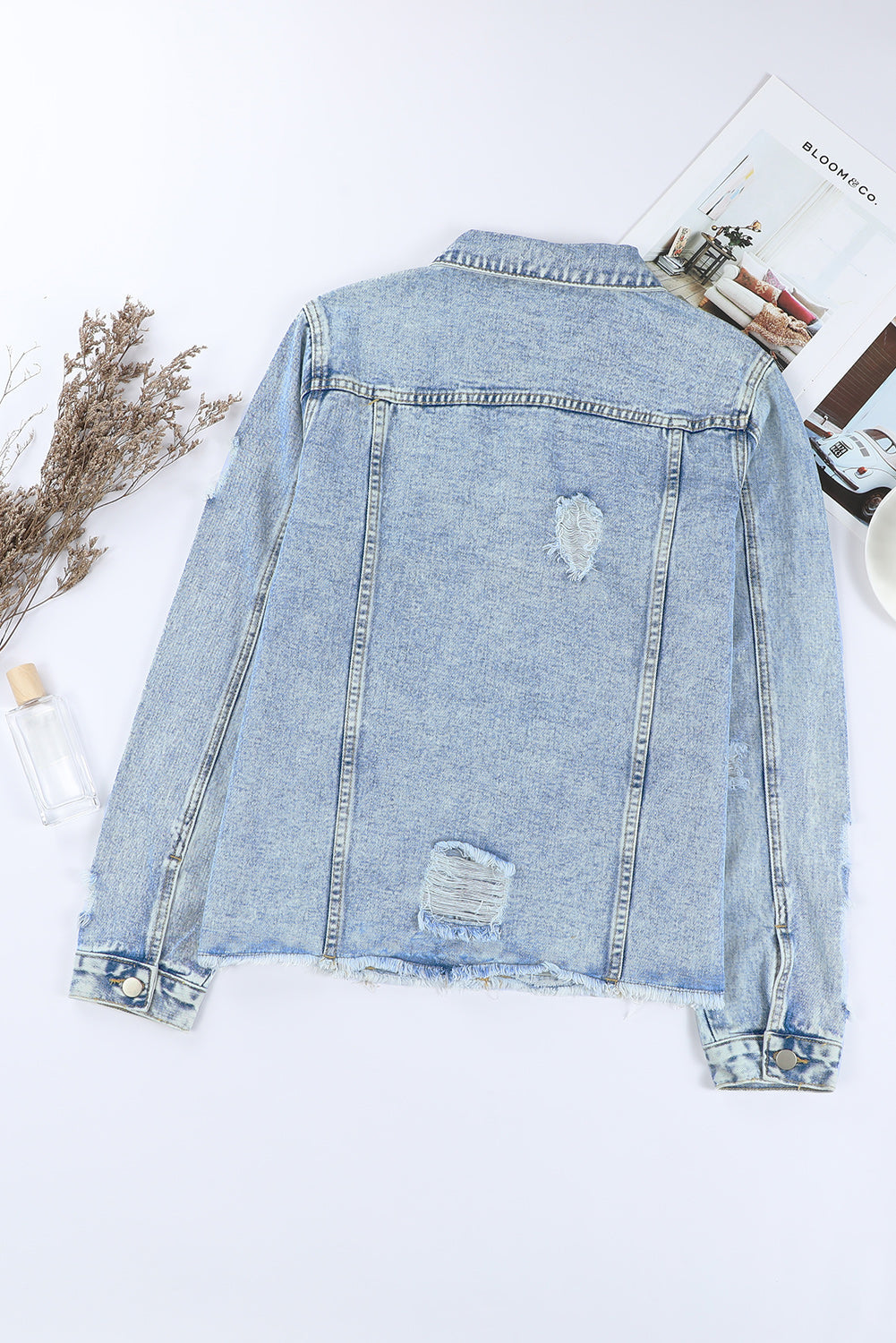 Women's Denim Jacket with Sky Blue