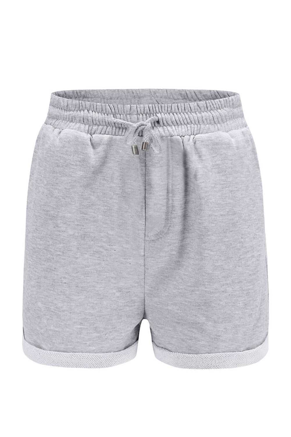Women's Shorts with Summer Women Gray Tie Waist Side Pockets Cuffed Lounge