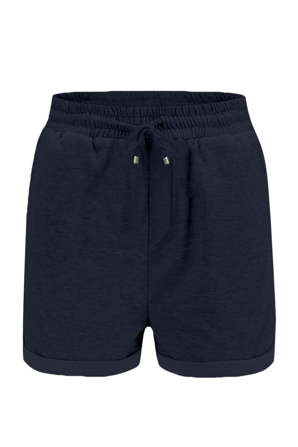 Women's Side Pockets Cuffed Lounge Summer Women Navy Blue Tie Waist Shorts