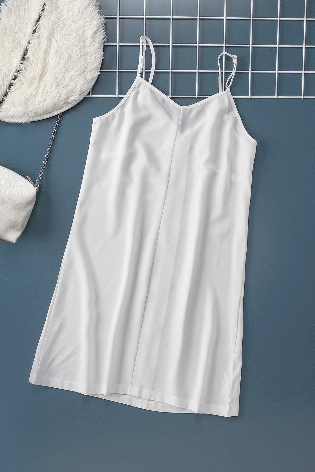 Women's Dress Featuring White Button-Front Slip