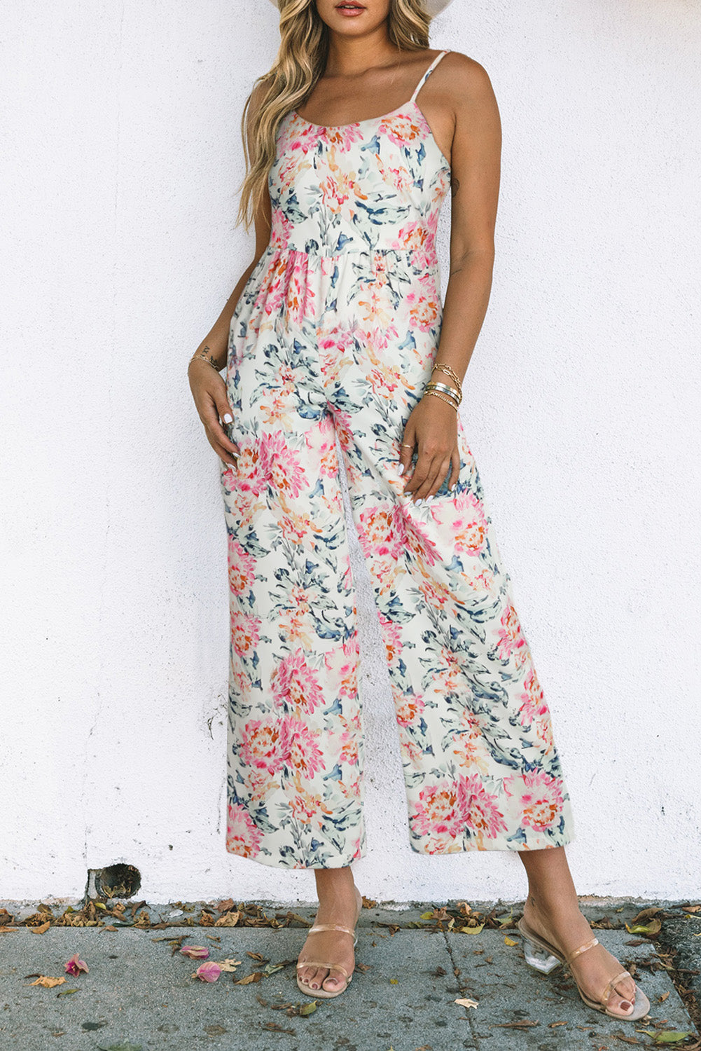 Leg Jumpsuit for Women Spaghetti Straps Wide