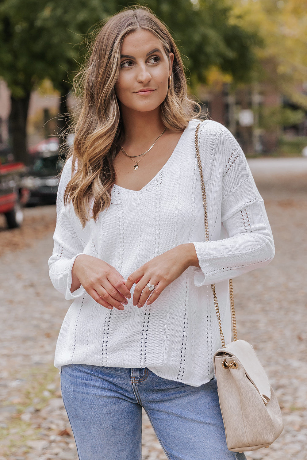 Women's Sweater Featuring Hollowed Knitted Loose