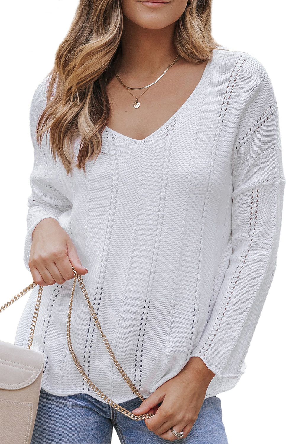 Women's Sweater Featuring Hollowed Knitted Loose