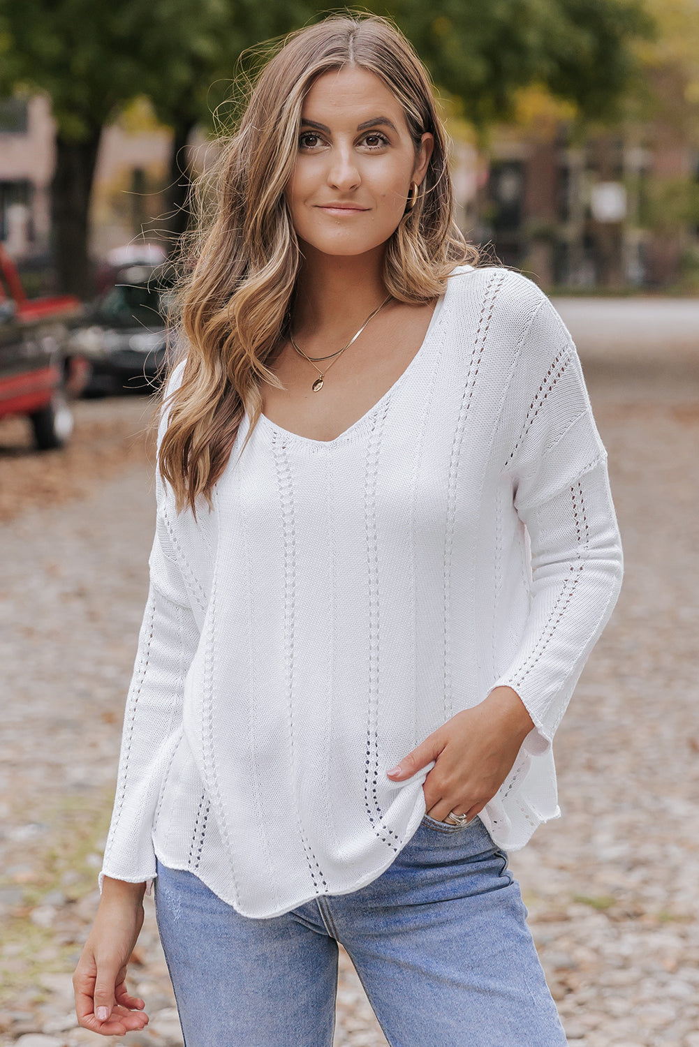 Women's Sweater Featuring Hollowed Knitted Loose