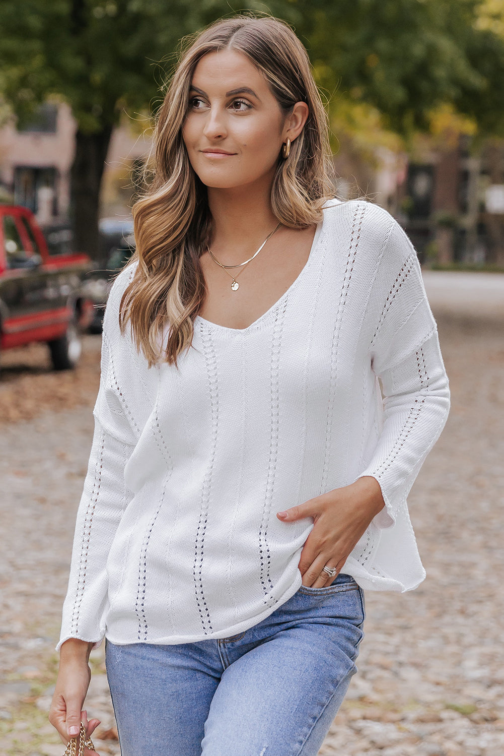 Women's Sweater Featuring Hollowed Knitted Loose