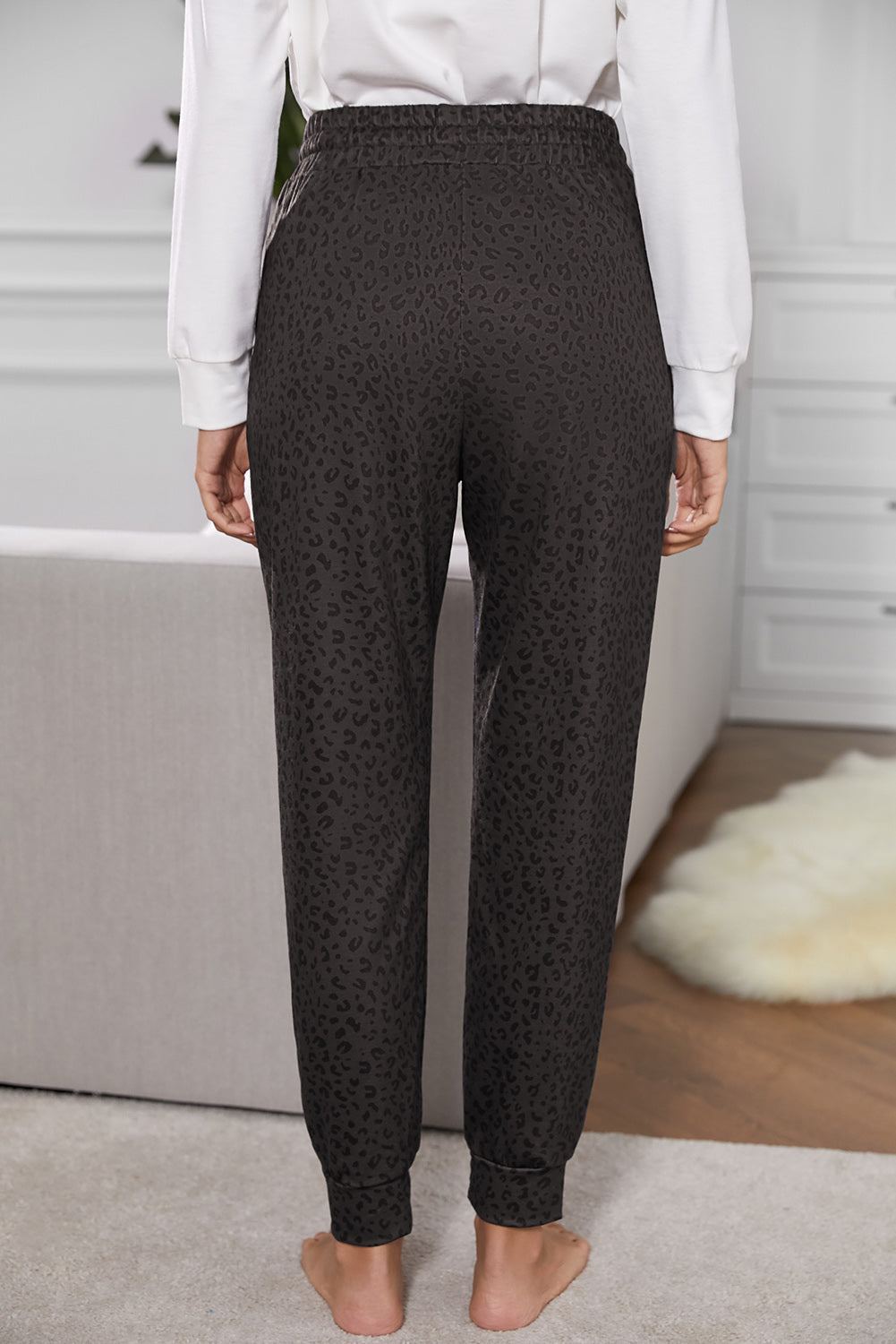 Women's Joggers with Women Everyday Black Breezy Leopard-Print