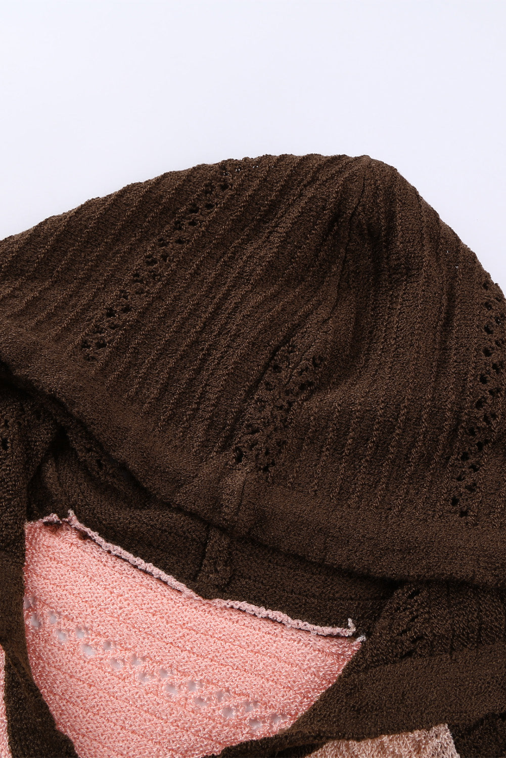 Women's Hoodie with Knitted Women's Brown Beach Bonfire