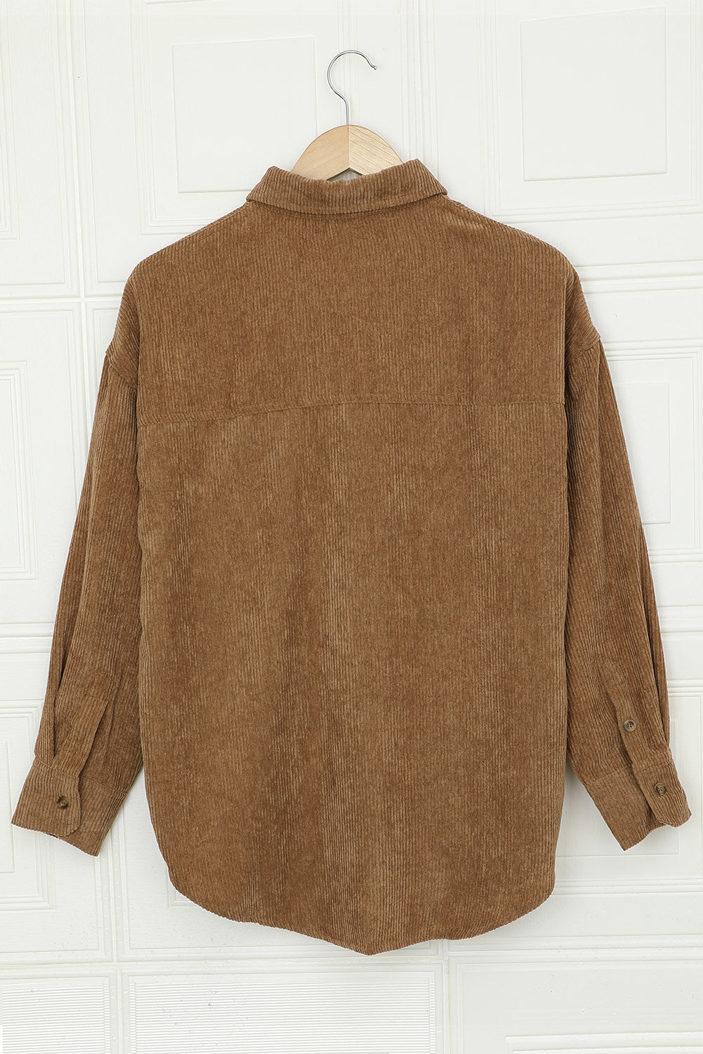 Women's T Shirt with Cord Button Pocke Women's Brown