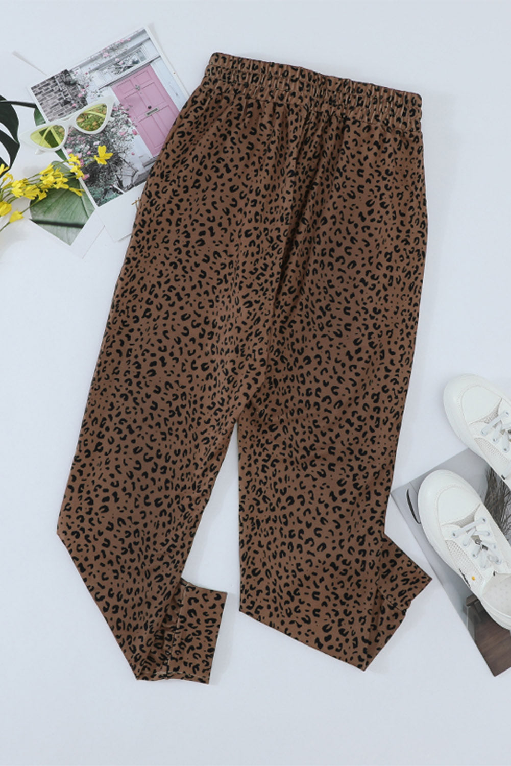 Women's Leopard-Print Women's Everyday Brown Breezy Joggers