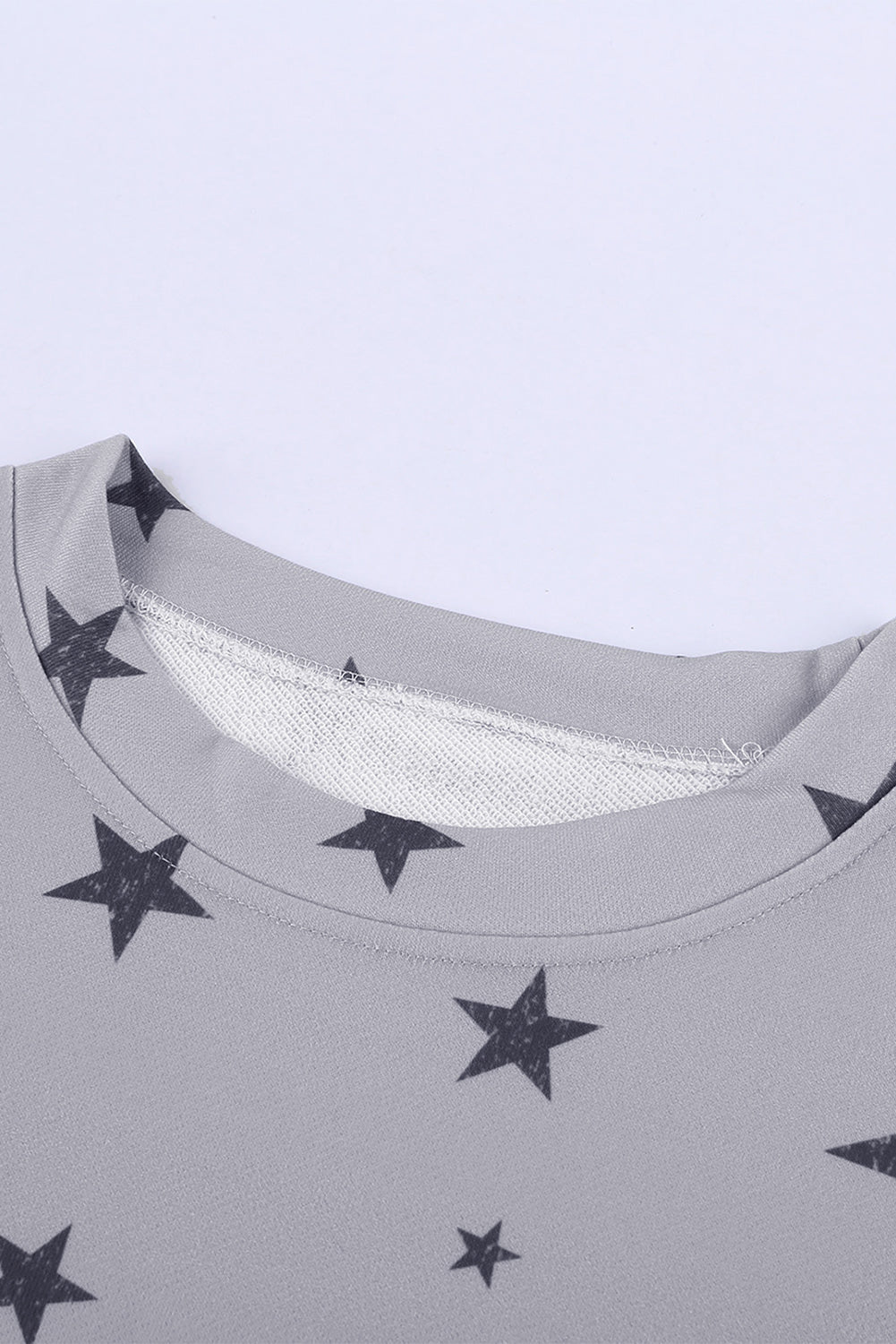 Women's Top Featuring Star Print Everyday Long-Sleeve Women's Gray Round Neck