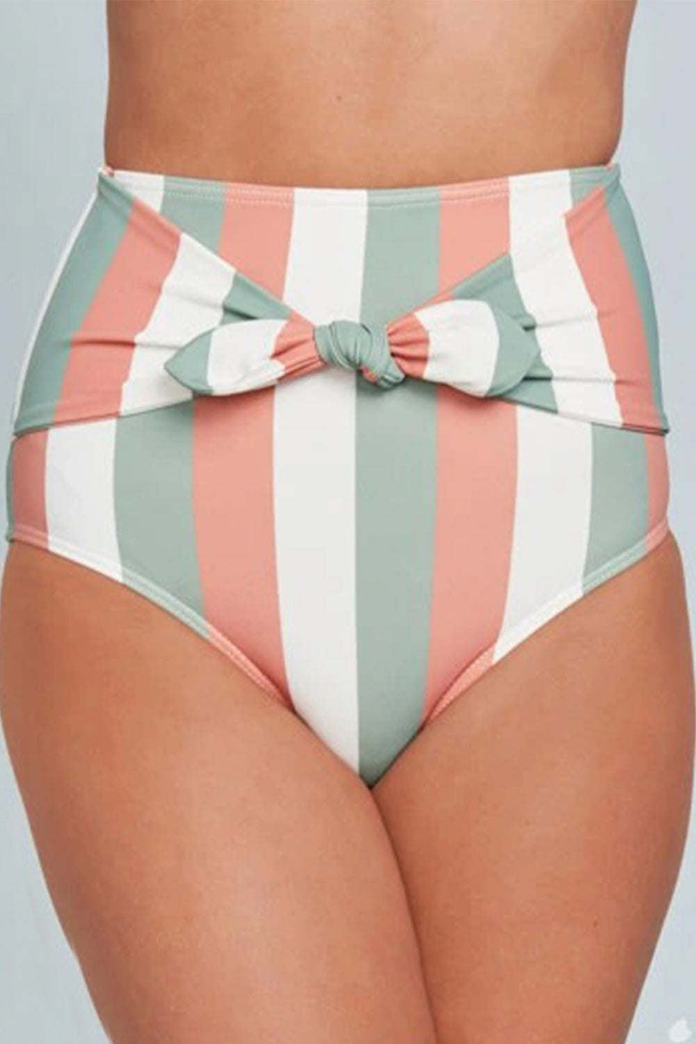 Women's Bottoms Featuring Women's Multicolor Stripes Print Front Tie High-Rise Swim