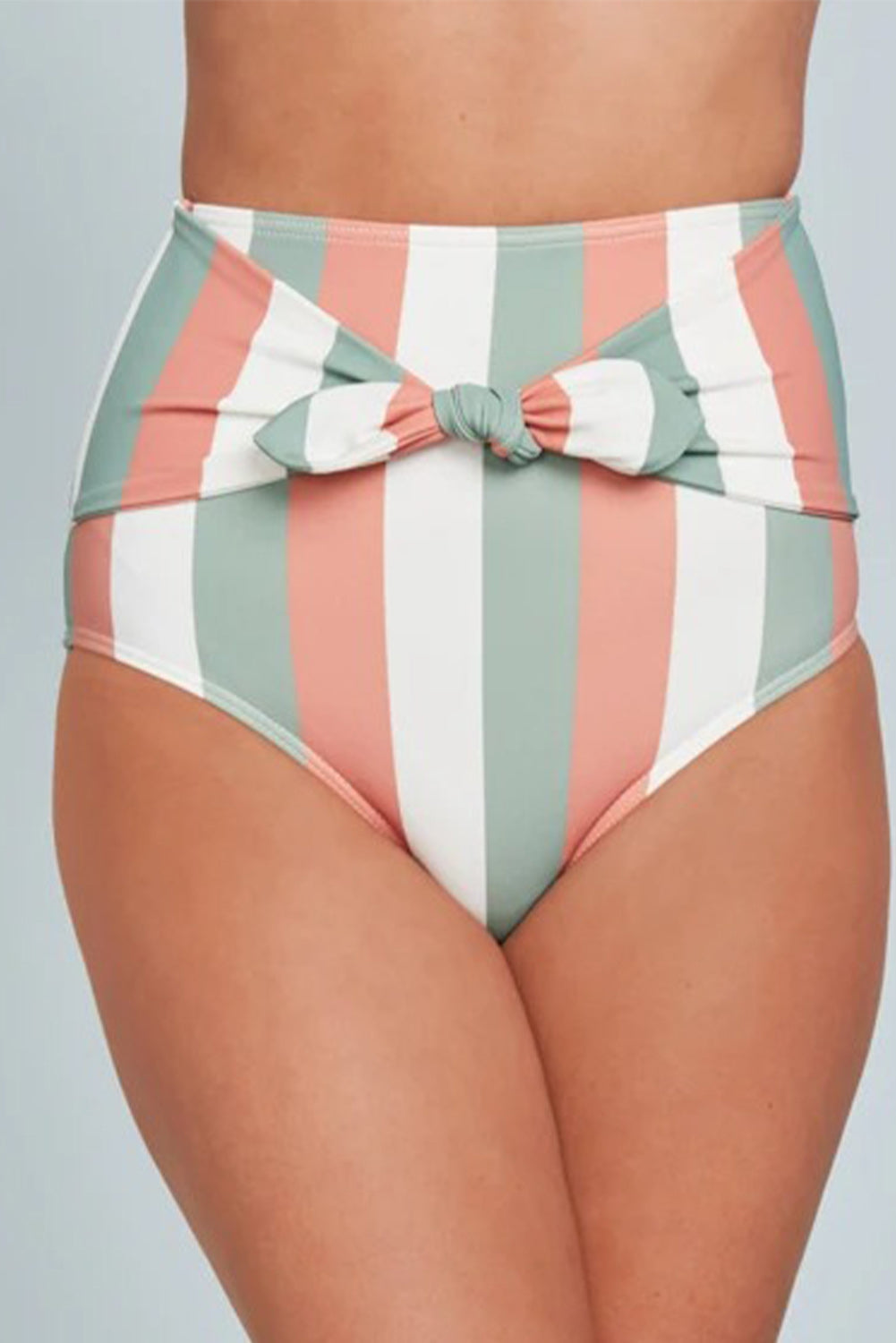 Women's Bottoms Featuring Women's Multicolor Stripes Print Front Tie High-Rise Swim