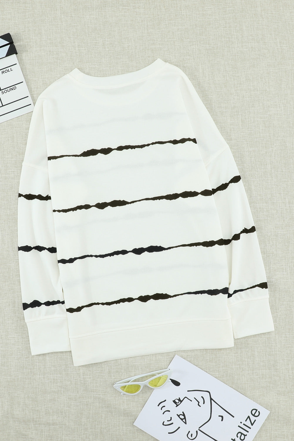 Women's Sweatshirt with Women's White Tie-dye Stripes