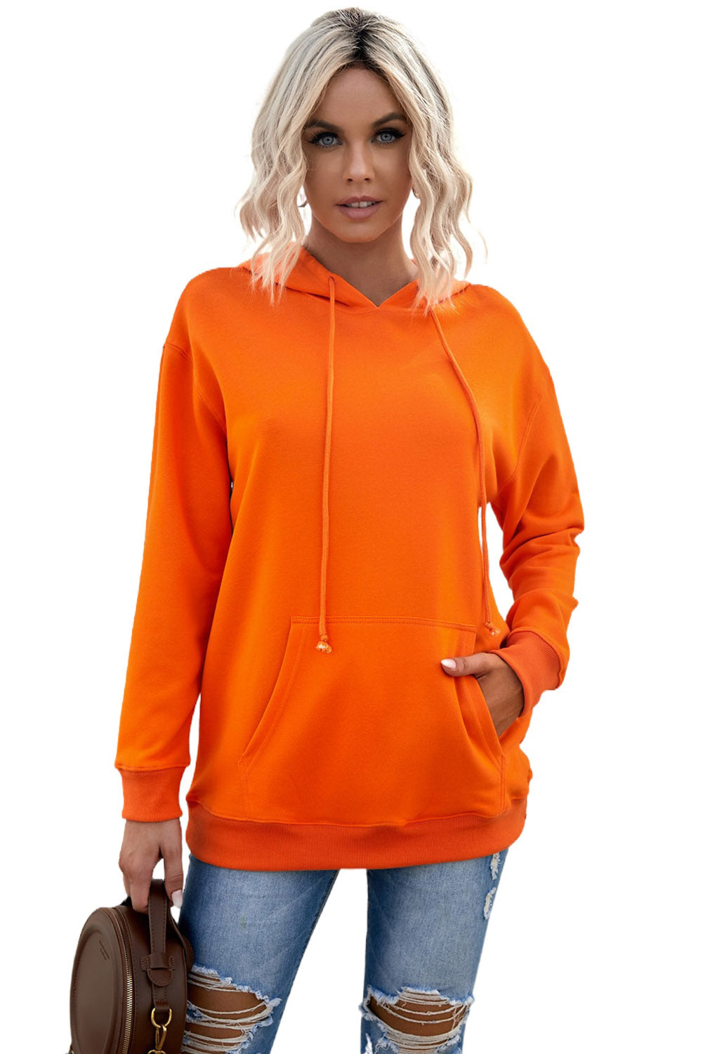 Women's Hoodie with Orange Oversized