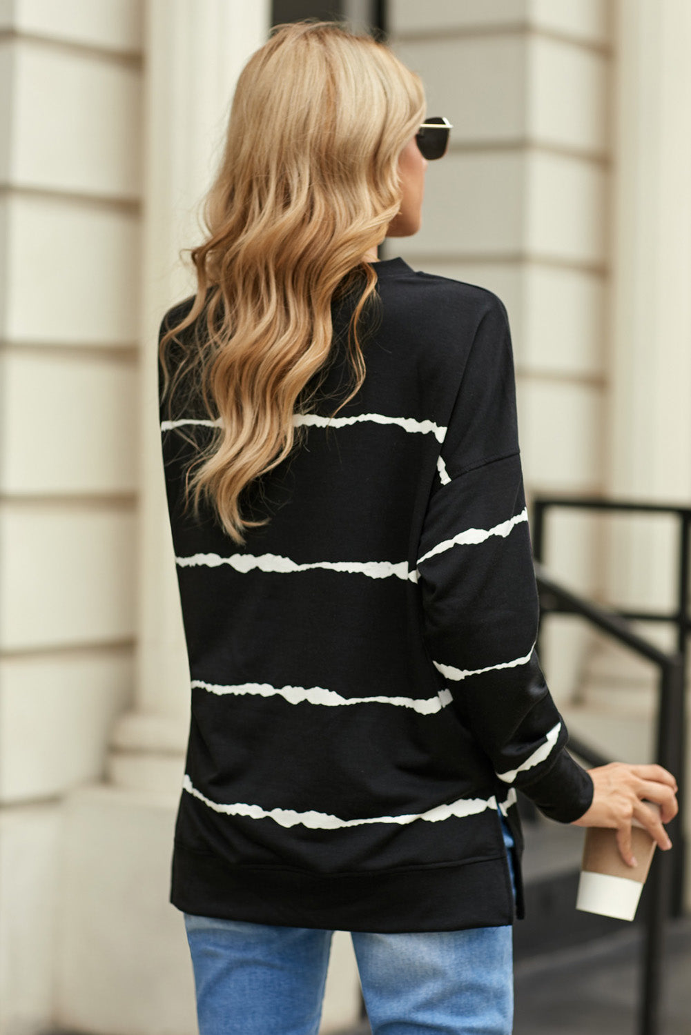 Women's Sweatshirt with Womens Tie-dye Stripes Black
