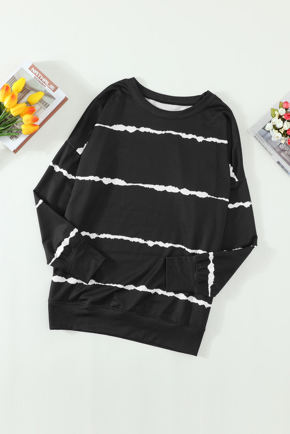 Women's Sweatshirt with Womens Tie-dye Stripes Black
