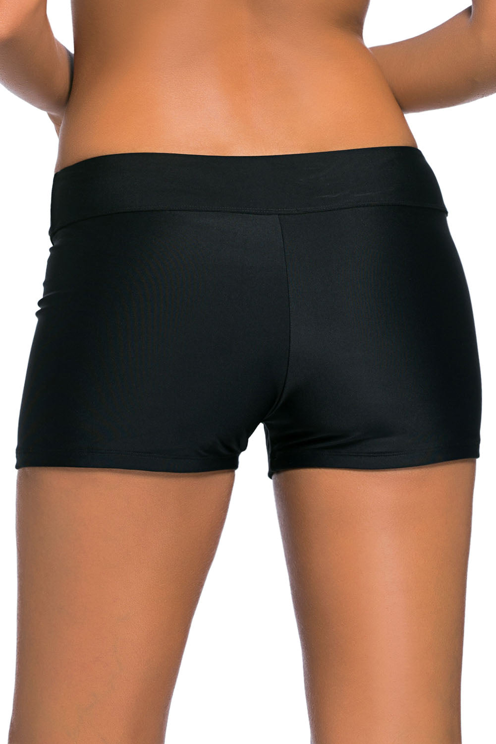 Women's Shorts with Swimsuit Bottom Womens Black Wide Waistband