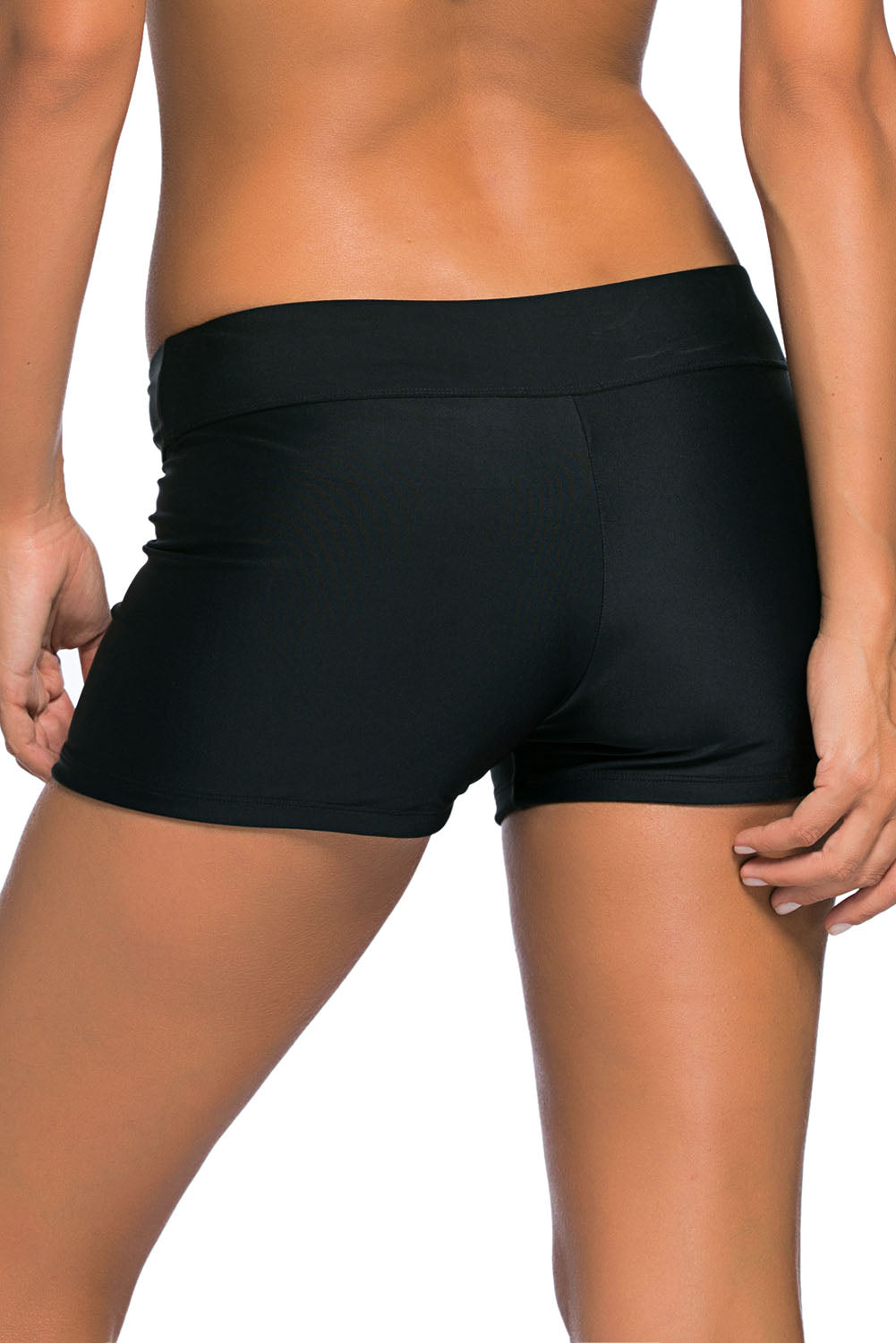 Women's Shorts with Swimsuit Bottom Womens Black Wide Waistband